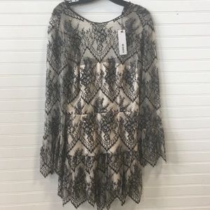 Black & Cream Lace Cocktail Dress